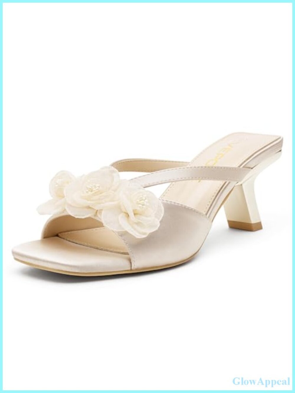 Women's Satin Floral Kitten Heel Sandals Square Open Toe Mules Slip On Dress